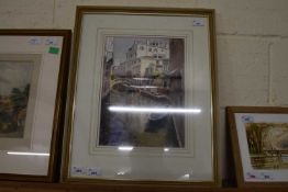 WATERCOLOUR OF A VENETIAN SCENE, IN WOODEN FRAME