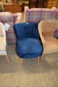 BLUE PLUSH COVERED SIDE CHAIR