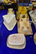 FIVE VARIOUS 20TH CENTURY CHEESE DISHES TO INCLUDE GILT DECORATED EXAMPLES