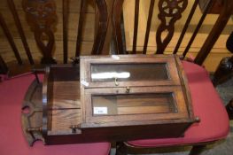 SMALL OAK GLAZED DISPLAY CABINET