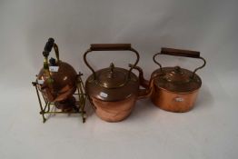 THREE VARIOUS COPPER KETTLES