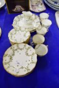 QUANTITY OF ROYAL CROWN DERBY GREEN AND GILT DECORATED TEA WARES