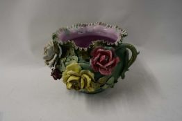 LARGE FLORAL ENCRUSTED JARDINIERE