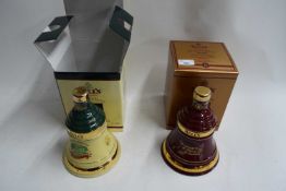 BELLS SCOTCH WHISKY DECANTERS - CHRISTMAS 1999 AND CHRISTMAS 1998, BOTH SEALED AND FULL, WITH