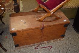 VICTORIAN STAINED PINE BLANKET BOX, 98CM WIDE