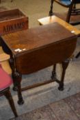 SMALL EARLY 20TH CENTURY OAK DROP LEAF TABLE WITH REVOLVING TOP, 60CM WIDE