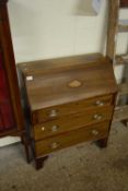 EDWARDIAN MAHOGANY THREE DRAWER BUREAU, 74CM WIDE