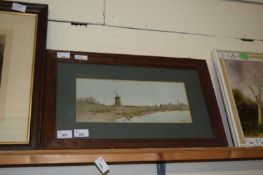 WATERCOLOUR, WINDMILL SCENE BY BOWERS, IN WOODEN FRAME