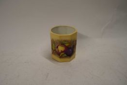 AYNSLEY SMALL FRUIT DECORATED VASE SIGNED 'N BRUNT', 8CM HIGH