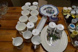 QUANTITY OF CHINA MUGS, SOME DECORATED WITH HOLLY ETC