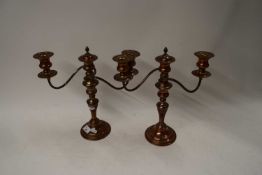 PAIR OF FORMERLY SILVER PLATED CANDELABRA