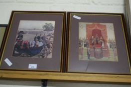 WATERCOLOURS OF CORONATION IN GILT WOODEN FRAMES