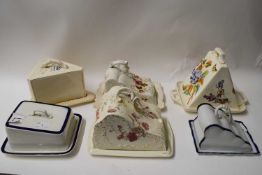 COLLECTION OF SIX VARIOUS VICTORIAN AND EARLY 20TH CENTURY WEDGE FORMED CHEESE DISHES