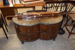 EARLY 20TH CENTURY WALNUT VENEERED KIDNEY SHAPED FOUR DRAWER DRESSING CHEST