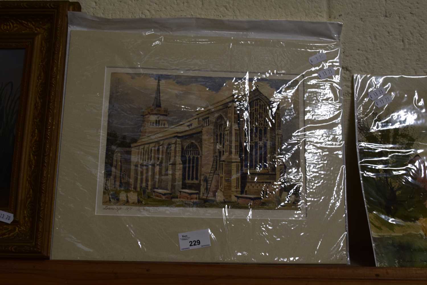 WATERCOLOUR OF ST MARGARET'S LOWESTOFT BY CHARLES W FOX, MOUNTED BUT UNFRAMED