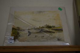 WATERCOLOUR OF A FISH, MOUNTED BUT UNFRAMED