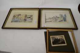 O I SMITH, STUDY OF A SUFFOLK FARM, WATERCOLOUR, PLUS FURTHER STUDY OF FRAMLINGHAM AND A FURTHER