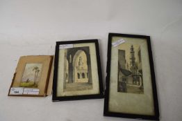 SMALL MIXED LOT ASSORTED PICTURES TO INCLUDE STUDIES OF MIDDLE EASTERN STREET SCENES, SMALL