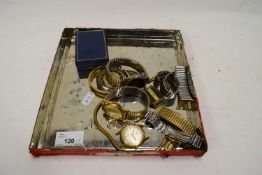 MIXED LOT : POCKET WATCH, VARIOUS WRIST WATCHES, STRAPS ETC