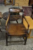 19TH CENTURY ELM SEATED CARVER CHAIR (A/F)