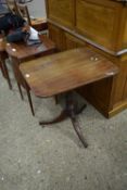 19TH CENTURY RECTANGULAR TOPPED MAHOGANY TABLE WITH TURNED COLUMN AND TRIPOD BASE, 70CM WIDE