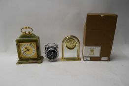 MIXED LOT : ONYX CASED MANTEL CLOCK AND TWO FURTHER MODERN CLOCKS (3)