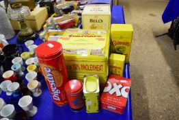 VARIOUS BISCUIT TINS, OXO, COLMAN'S MUSTARD, SHREDDED WHEAT ETC