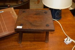 SMALL OAK FOUR FOOTED STOOL