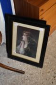 TWO PORTRAIT PRINTS OF YOUNG LADIES IN EBONISED FRAMES