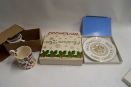 MIXED LOT : TWO EMMA BRIDGWATER MUGS PRODUCED FOR EAST ANGLIAN CHILDREN'S HOSPICES, BOXED WEDGWOOD