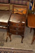 WALNUT VENEERED BOW FRONT BEDSIDE CABINET, 35CM WIDE