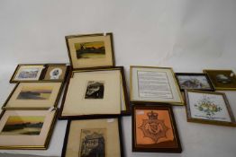 QUANTITY OF SMALL FRAMED PRINTS OF FLOWERS AND SOME JIGSAWS ETC