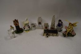 MIXED LOT : VARIOUS CRESTED CHINA WARES, SMALL FIGURINES ETC