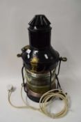 LARGE METAL FRAMED SHIP'S LANTERN WITH ELECTRICAL CONVERSION