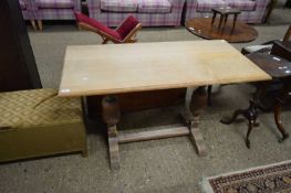 SMALL OAK REFECTORY STYLE DINING TABLE, 123CM WIDE