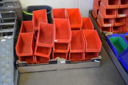 BOX OF RED PLASTIC MEDIUM WORKSHOP TIDY TRAYS