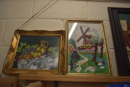 TWO MODERN FRAMED NEEDLEWORK PICTURES