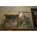 TWO MODERN FRAMED NEEDLEWORK PICTURES