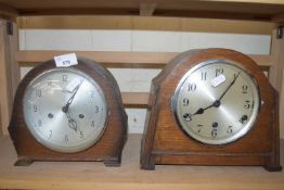 TWO EARLY 20TH CENTURY OAK CASED MANTEL CLOCKS