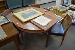 MID-CENTURY TEAK EXTENDING DINING TABLE AND THREE CHAIRS