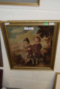 Crosley mosaic depicting Edward VII and brother Prince Albert, framed and glazed,