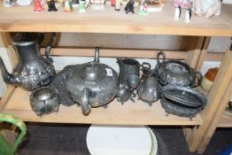 19TH CENTURY SILVER PLATED TEA SET AND OTHER ITEMS