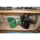 TWO METAL WATERING CANS