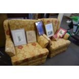 PAIR OF FLORAL UPHOLSTERED ARMCHAIRS