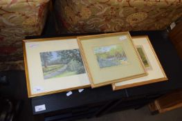 DAWSON, PAIR OF STUDIES, RURAL LANES, TOGETHER WITH A COLOURED PRINT, 'LONG WALK, WINDSOR PARK', ALL
