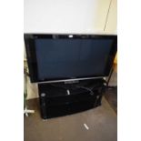 PANASONIC VIERA FLATSCREEN TV AND GLASS STAND