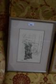 20TH CENTURY SCHOOL STUDY OF A GNARLED TREE, INK, INDISTINCTLY SIGNED, F/G