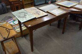 20TH CENTURY OAK RECTANGULAR SIDE OR DINING TABLE WITH SINGLE DRAWER