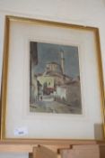 20TH CENTURY SCHOOL, STUDY OF A MEDITERRANEAN STREET SCENE, UNSIGNED, WATERCOLOUR