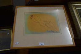 RHODA HODES, 'YELLOW NUDE', COLOURED PRINT, SIGNED, F/G